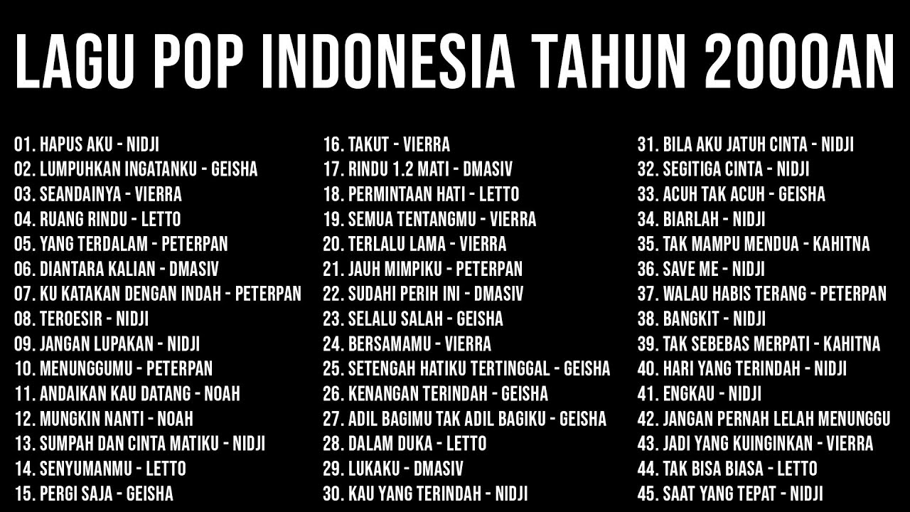 Lagu Pop Indonesia Tahun 2000an With Video Lirik