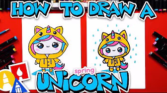 How To Draw A Spring Unicorn With A Raincoat