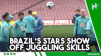 Brazil's stars show off the JOGA BONITO as they juggle in the rain | Brazil v Senegal