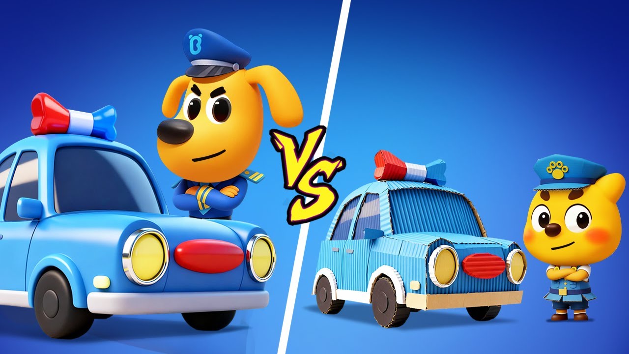 Real World VS Cardboard World | Fun Story | Police Cartoon | Sheriff Labrador