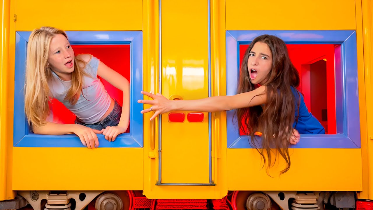 Nastya and Evelyn playing Hide and Seek at the amusement park