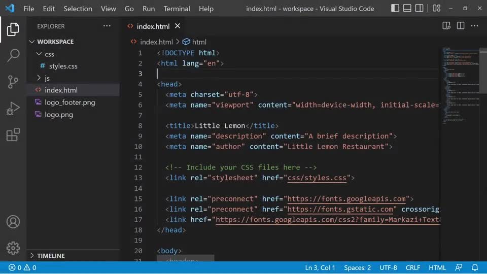 Positioning the elements, creating placeholders