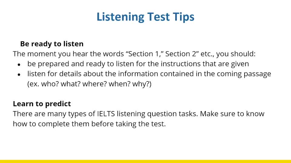 Listening & Speaking Tips (Part 1)