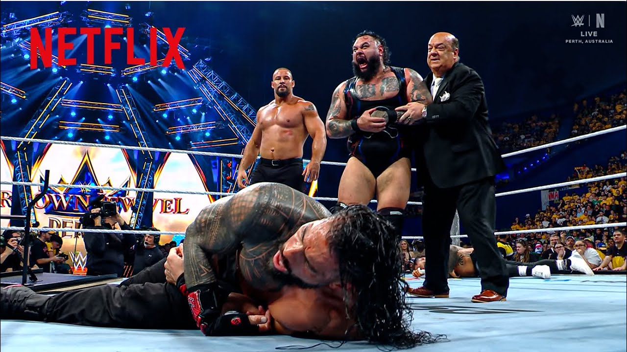 Bronson Reed defeats Roman Reigns after Usos mistakenly take out OTC | WWE Crown Jewel | 10/11/25