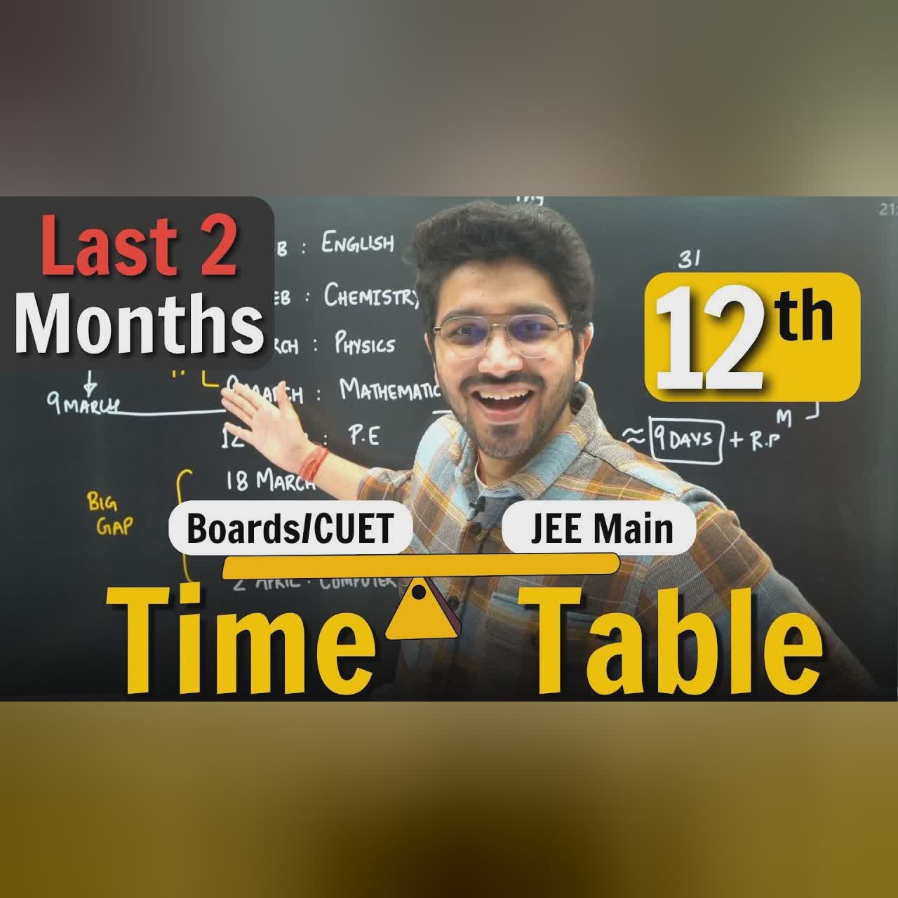 Class 12 : Last 2 Months Time Table to manage Boards & JEE Main