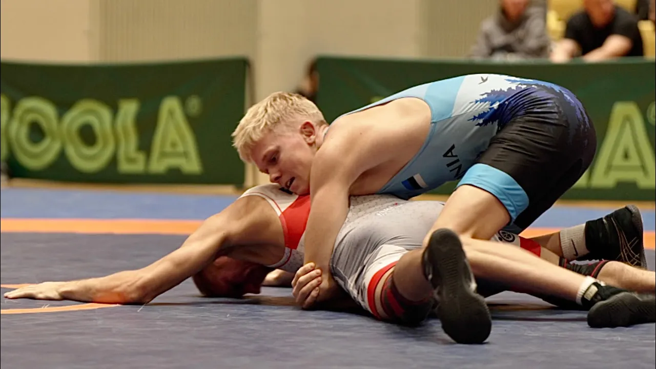 Helar Okas (EST) vs Kaspar Kört (EST) 61kg. Freestyle men wrestling tournament.