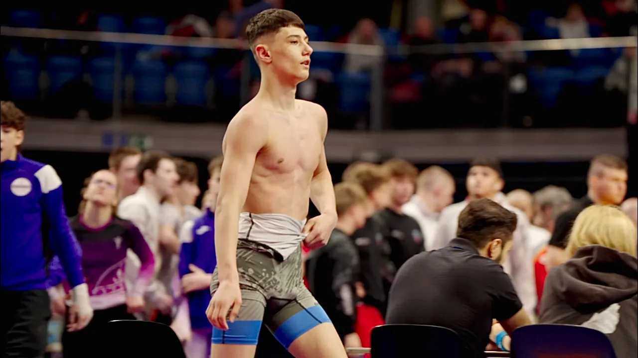 U15 Daniel Made (ISR) vs Viktor Kara (FIN) 57kg. Freestyle boys youth wrestling tournament.