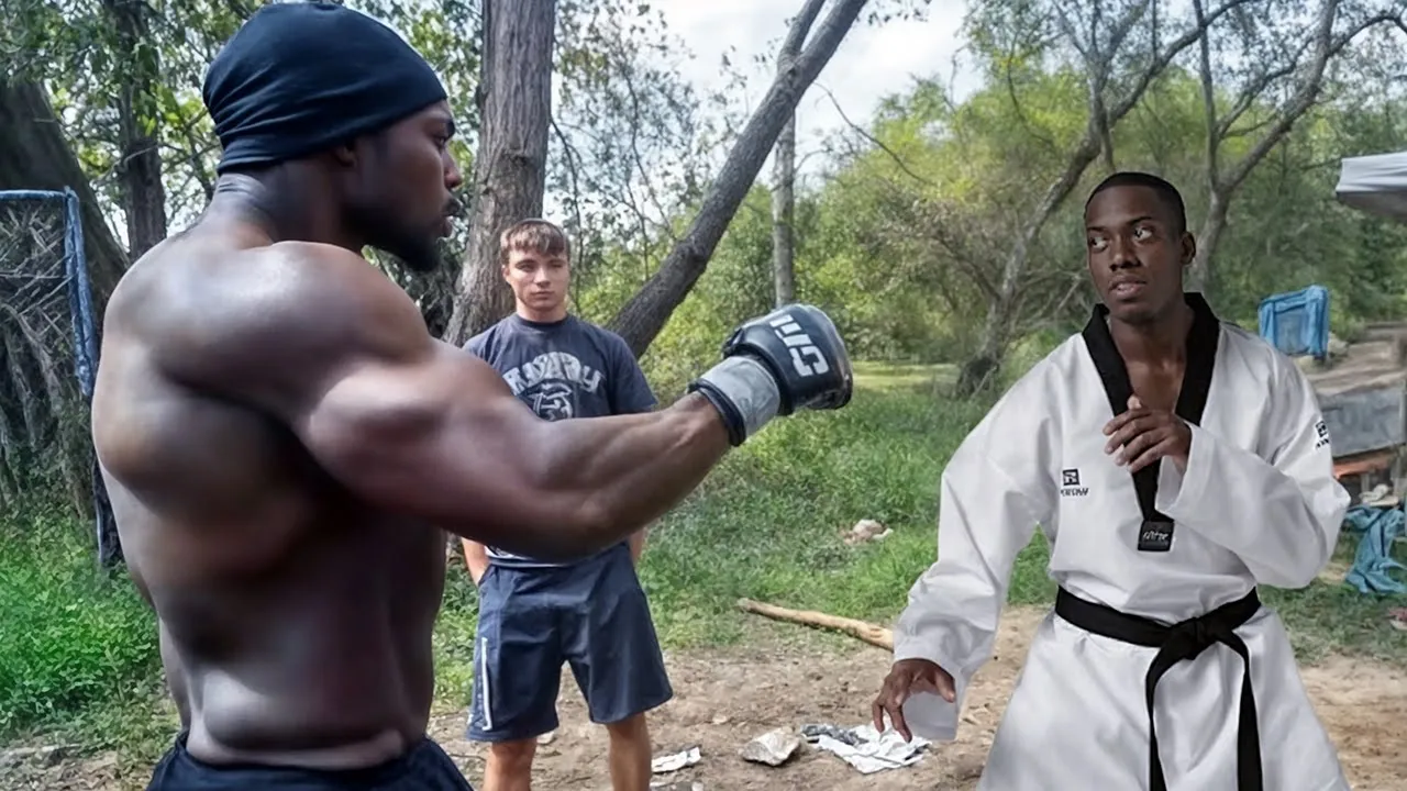 Taekwondo Black Belt Shows Bodybuilder the TRUE Power of Martial Arts