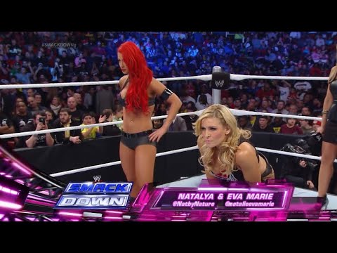 WWE SmackDown Aj Lee & Tamina vs Eva Marie & Natalya 3/07/14