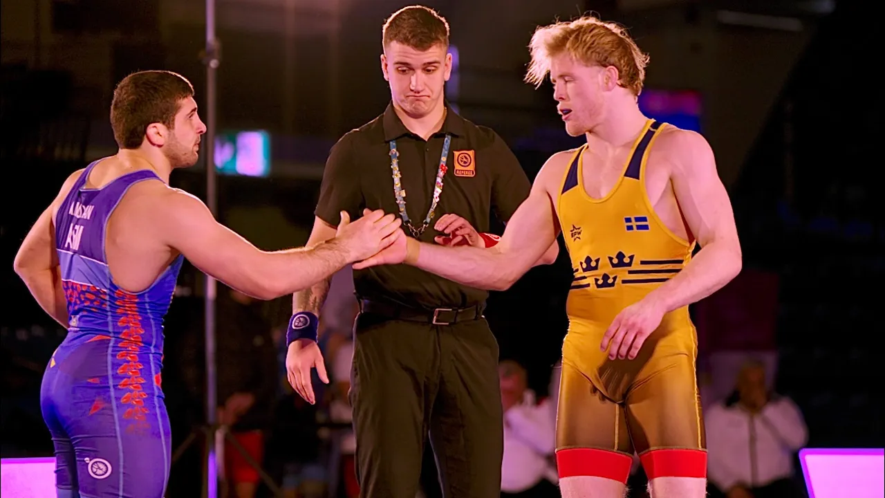Hugo Baff (SWE) vs Malkhas Amoyan (ARM) 77kg final! Greco-roman men wrestling tournament.
