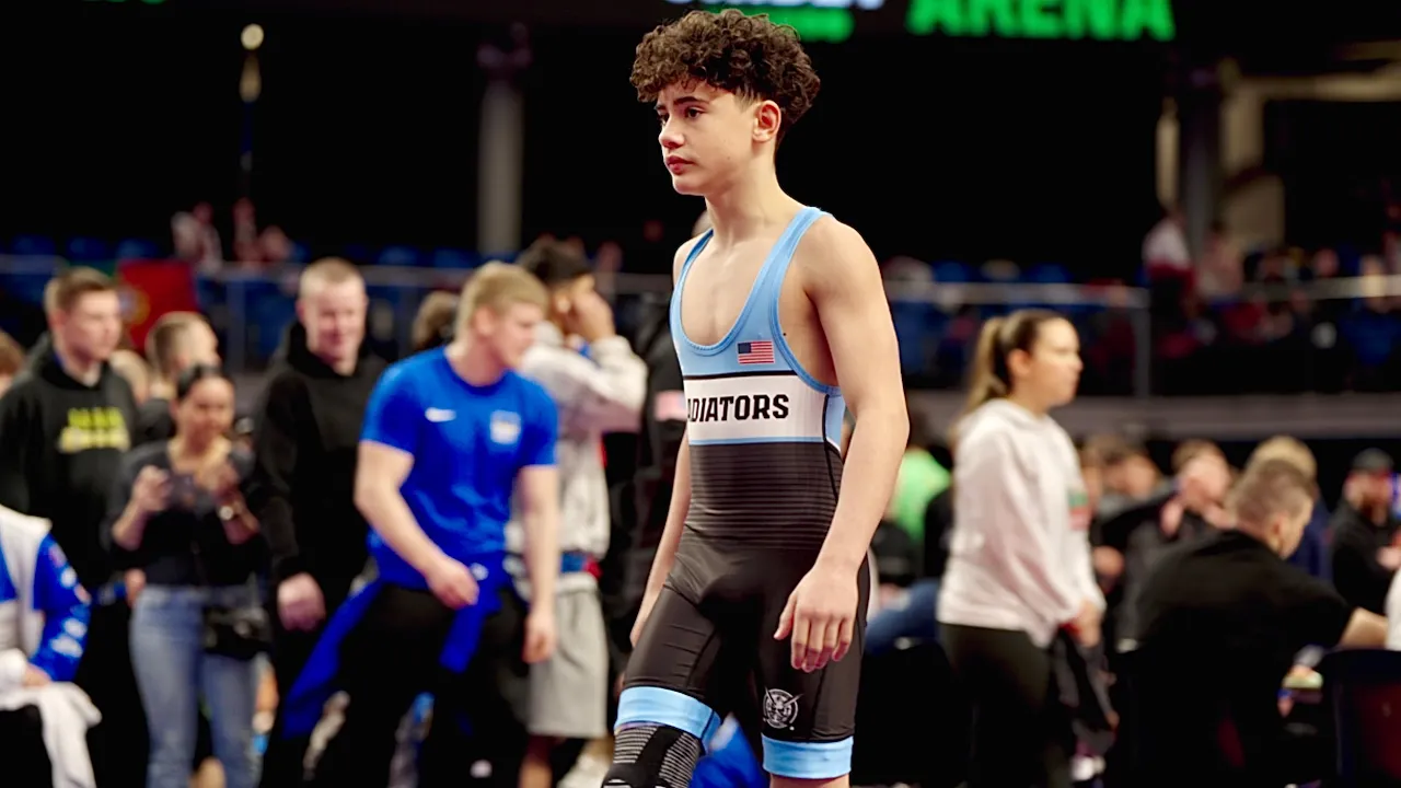 U15 Samuel Srnensky (CZE) vs Leonydes Pereza (USA) 48kg. Freestyle boys youth wrestling tournament.