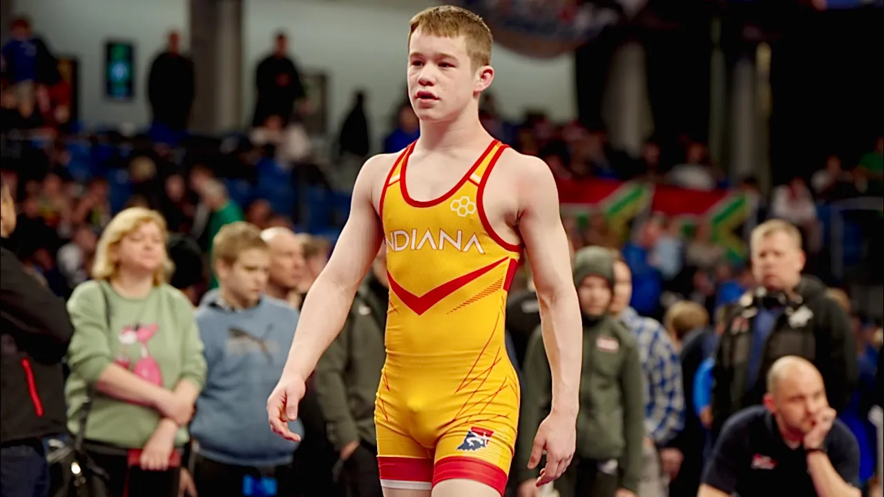 U15 Xavier Flores (USA) vs Heorhiy Pushkarevskyy (UKR) 57kg. Freestyle boys wrestling tournament.