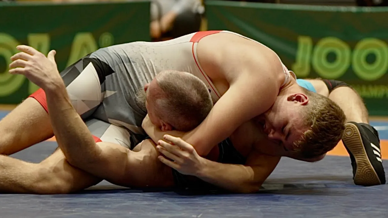 Otto Nugis (EST) vs Kalvi Arusaar (EST) 86kg. Freestyle men wrestling tournament.