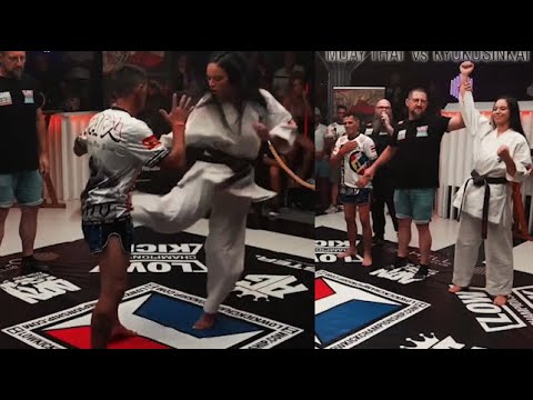 Karate Girl Destroys MuayThai Man