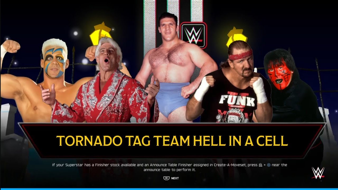 Sring & Flair vs Funk & Muta. Thunder Dome Match. Halloween Havoc 89. WWE 2K25