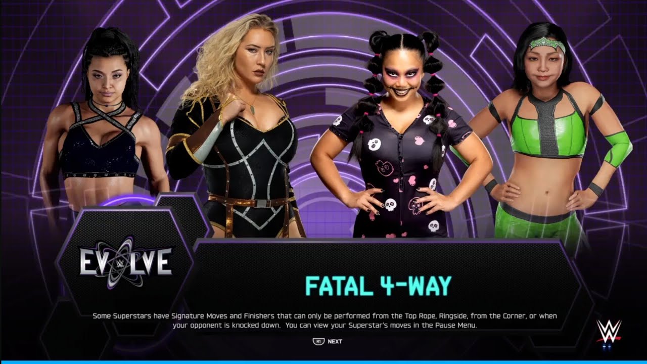 Evolve Womens Fatal Four way. WWE 2K25