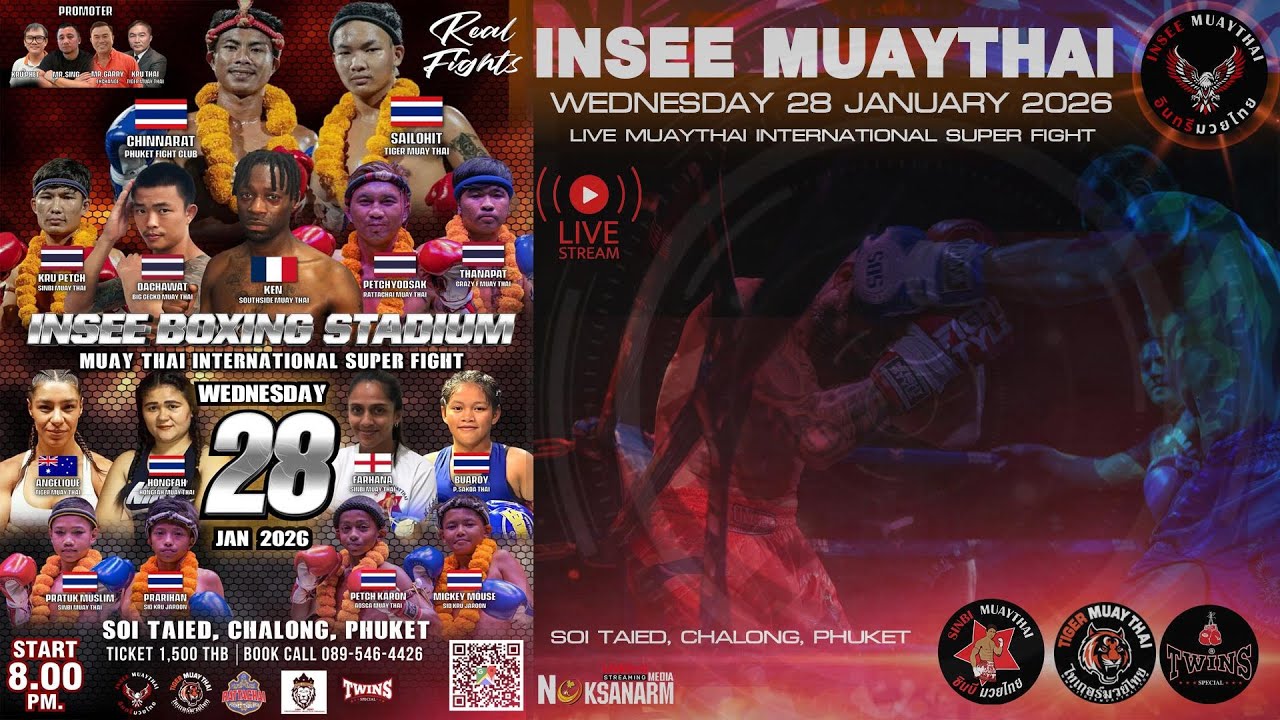 LIVE  MUAYTHAI  INSEE BOXING STADIUM  28-01-2026