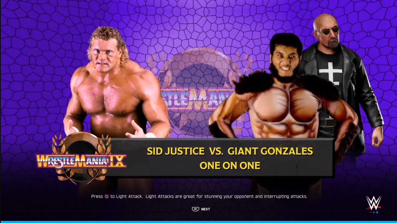 Sid Justice vs Giant Gonzalez. WrestleMania. WWE 2K25