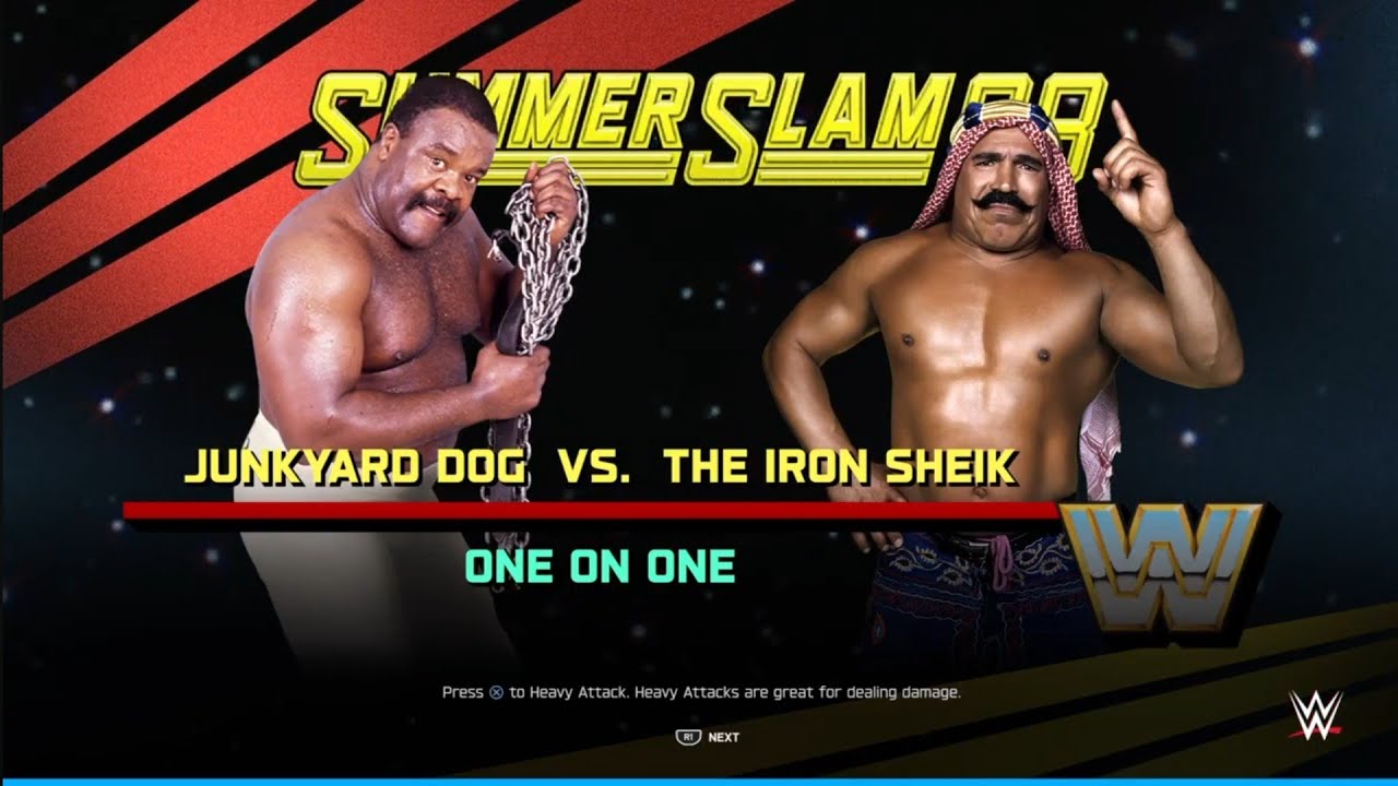 Junkyard Dog vs The Iron Sheik. Summerslam 87. WWE 2K25