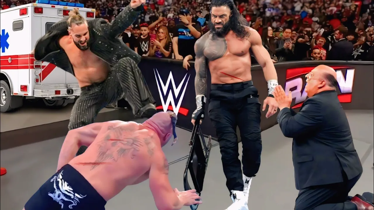 March 3, 2026 | Roman Reigns and Seth Rollins together attack Brock Lesnar & Paul Hyman 