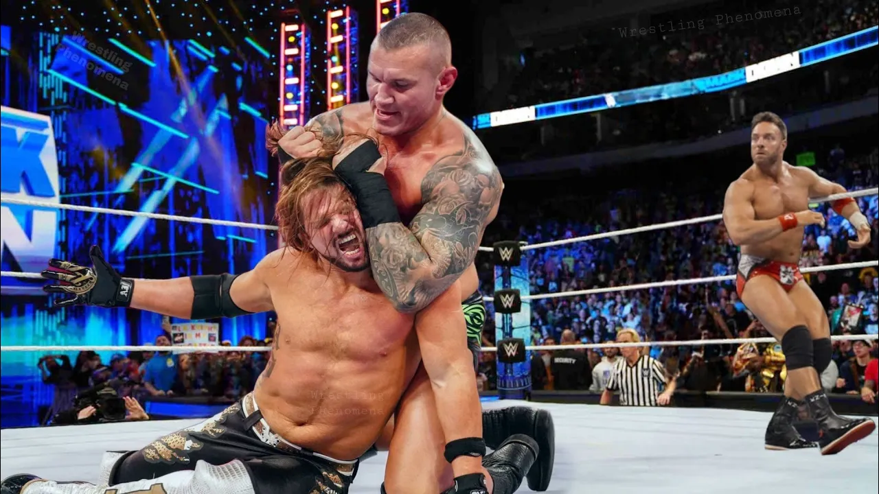 Randy Orton & LA Knight Brutal Attack Aj Styles After Roman Reigns Run Away WWE Smackdown 2023