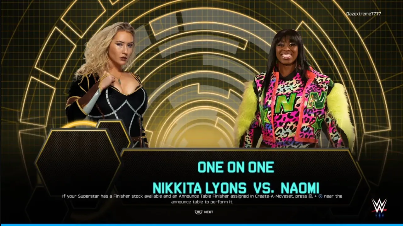 Nikita Lyons vs Naomi. TNA. WWE 2K25