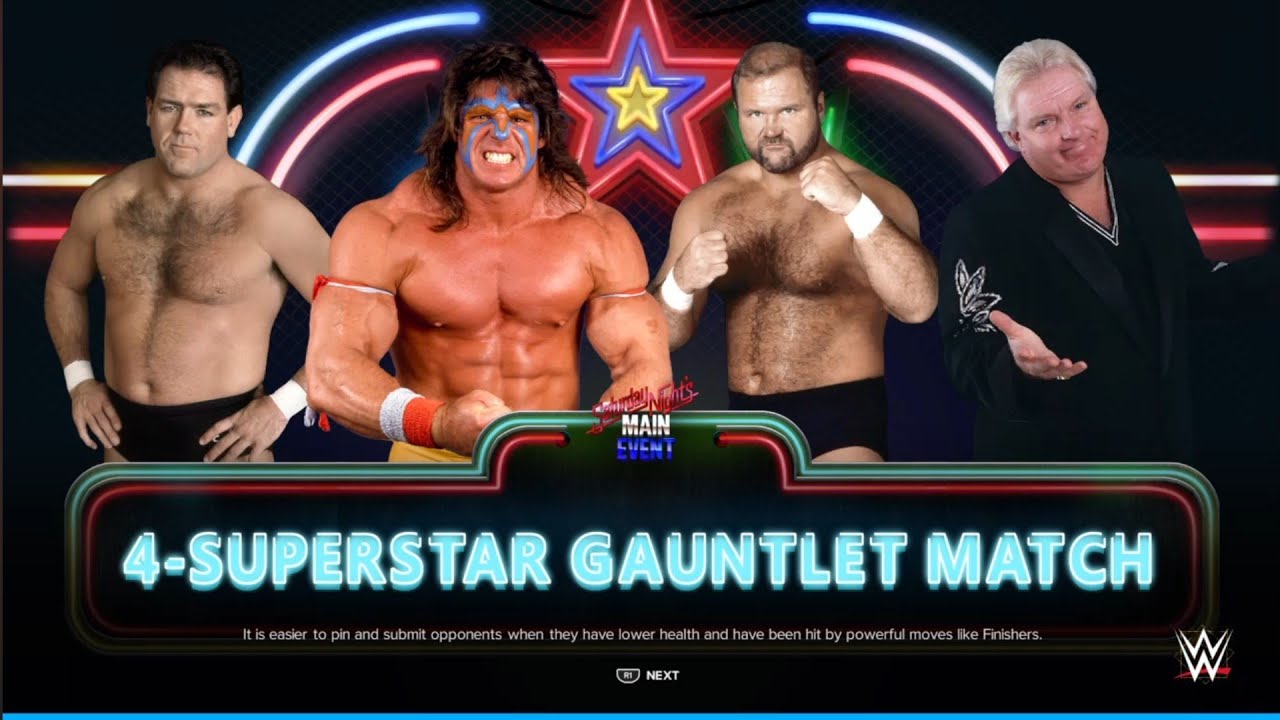 Ultimate Warrior vs The Heenan Family Gauntlet Match. WWE 2K24