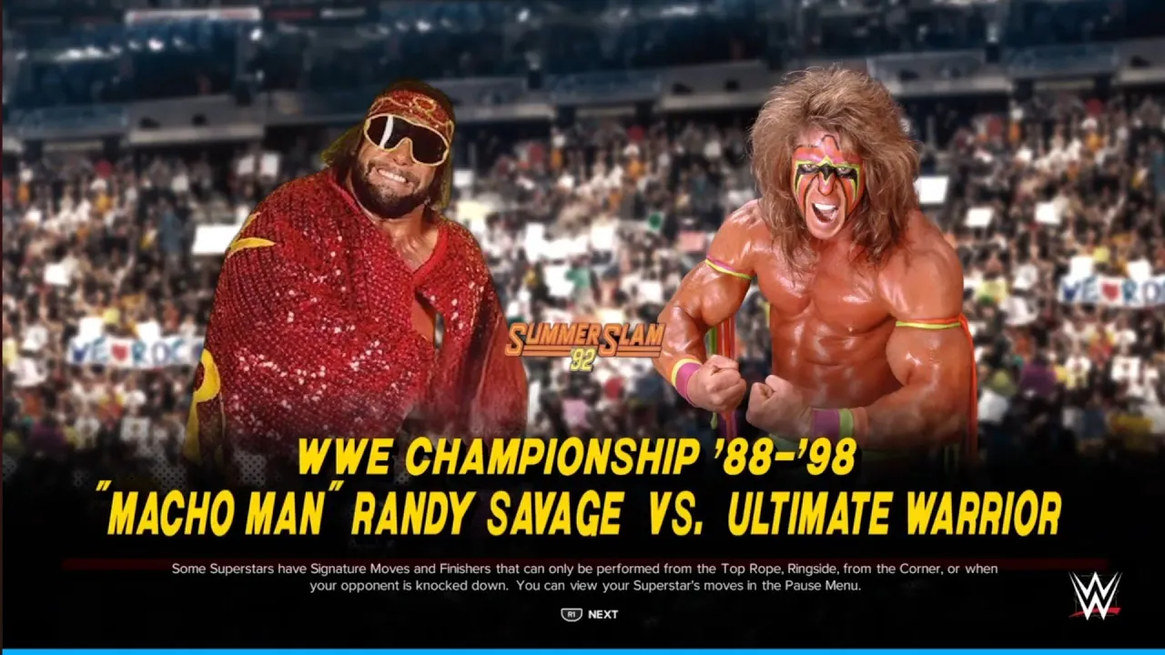Macho Man vs Ultimate Warrior. Summerslam 92. WWE 2K24