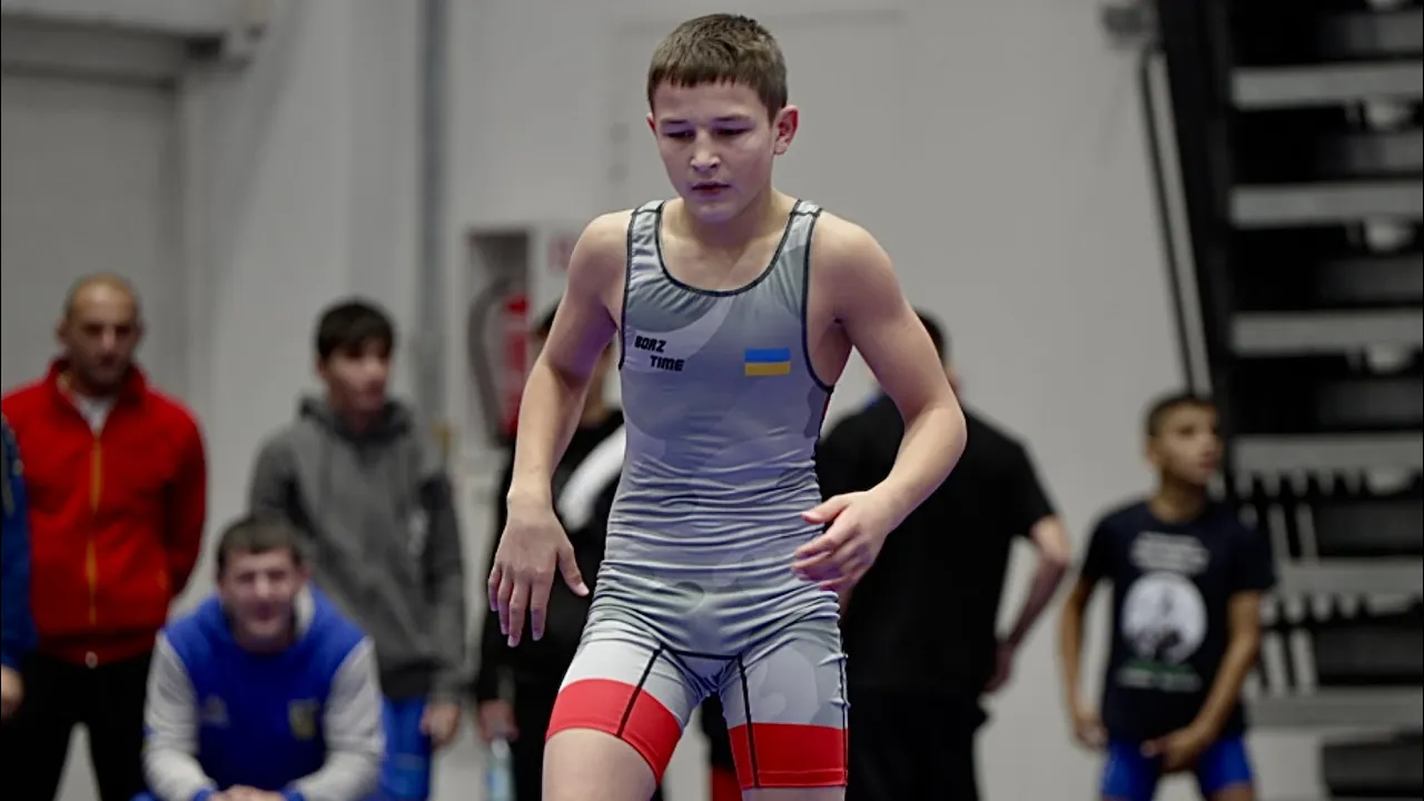U13 Dominik Horbanych (UKR) vs Illia Orliuk (UKR) 53kg. Greco-roman boys youth wrestling tournament.