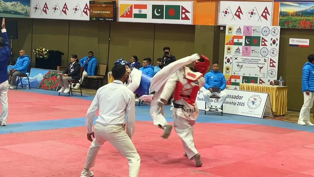 Sagar Ghimire🔵 vs Sanjeep Rai🔴 || Senior Male U-54Kg || 13th Korean Ambassador || Taekwondo Fight