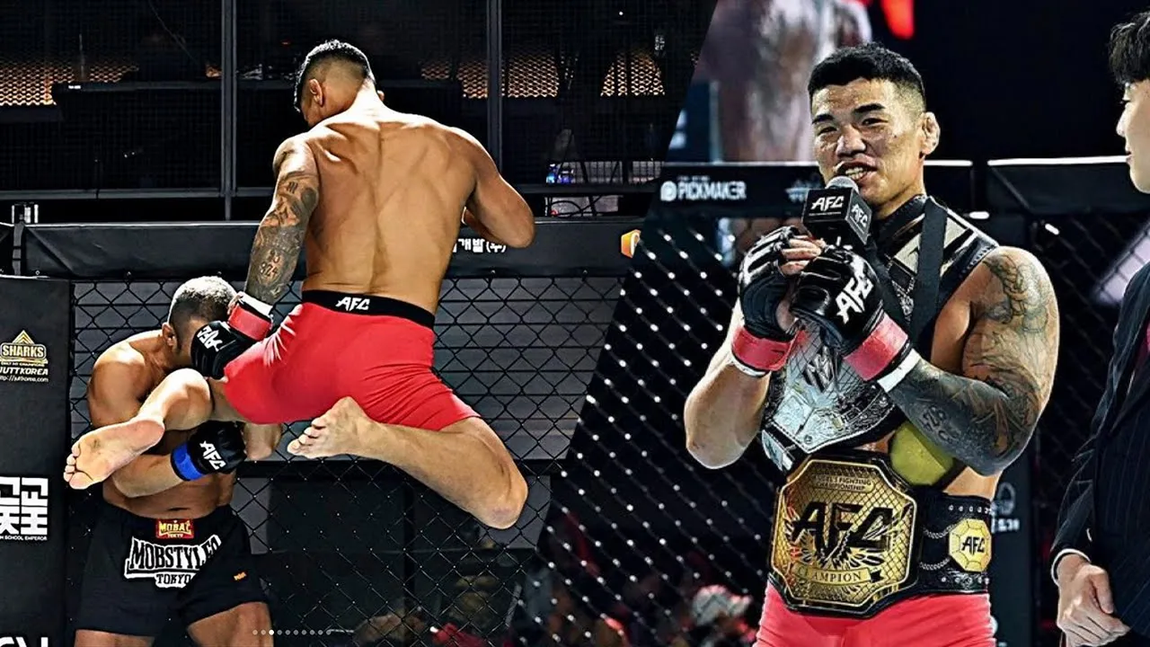 플라잉니킥과 정확한 타격력으로 통합 타이틀전 벨트 쟁취한 고석현 선수 AFC24 하이라이트