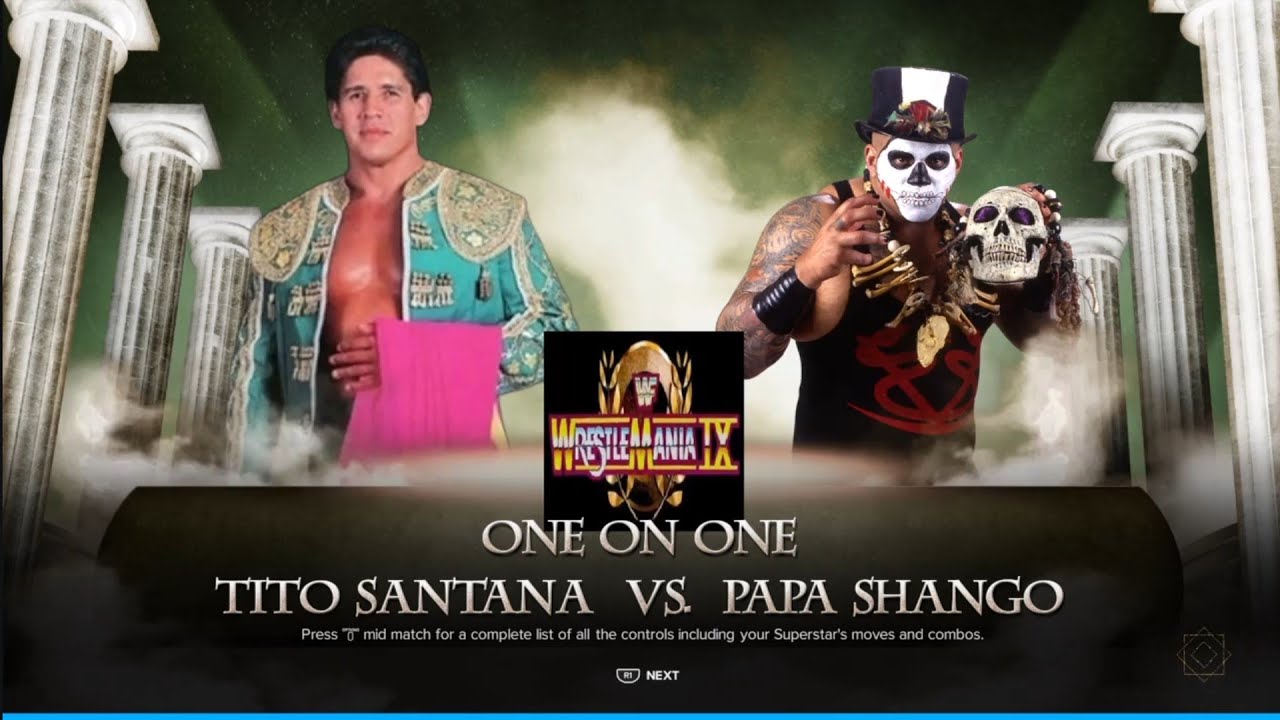 Tito Santana vs Papa Shango. WrestleMania 9. WWE 2K24