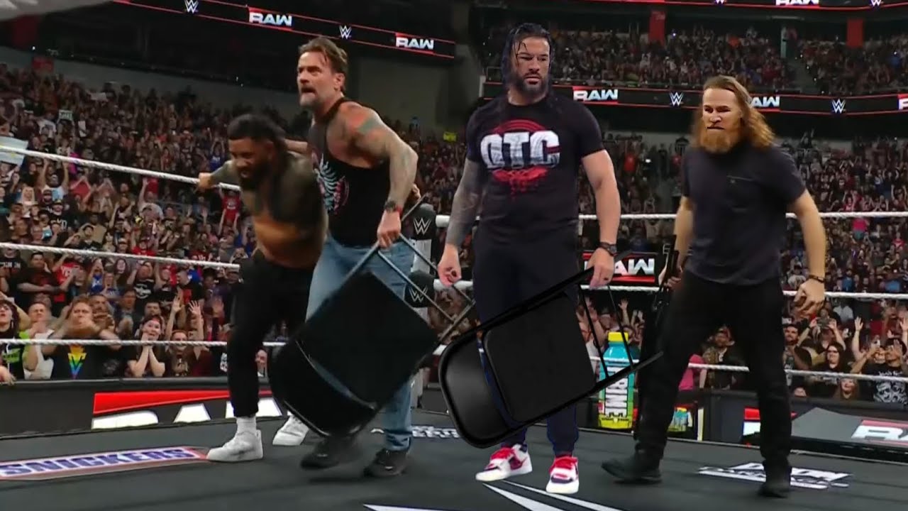 Roman Reigns Help CM Punk & Jey Uso Destroy Seth Rollins & Bron Breakker WWE Raw 2025 Highlights