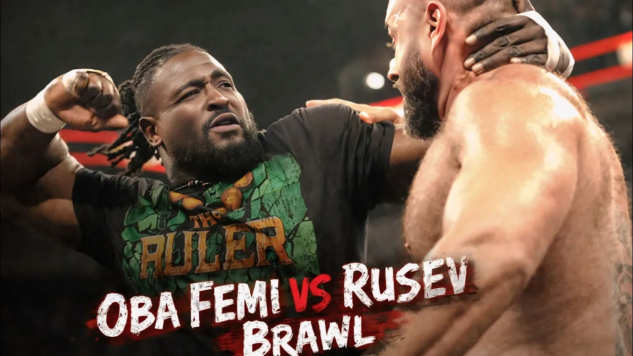 Oba Femi vs Rusev brawl and Jimmy uso #wwe #wrestlingfuture#livforever #livmorgan#wrestling