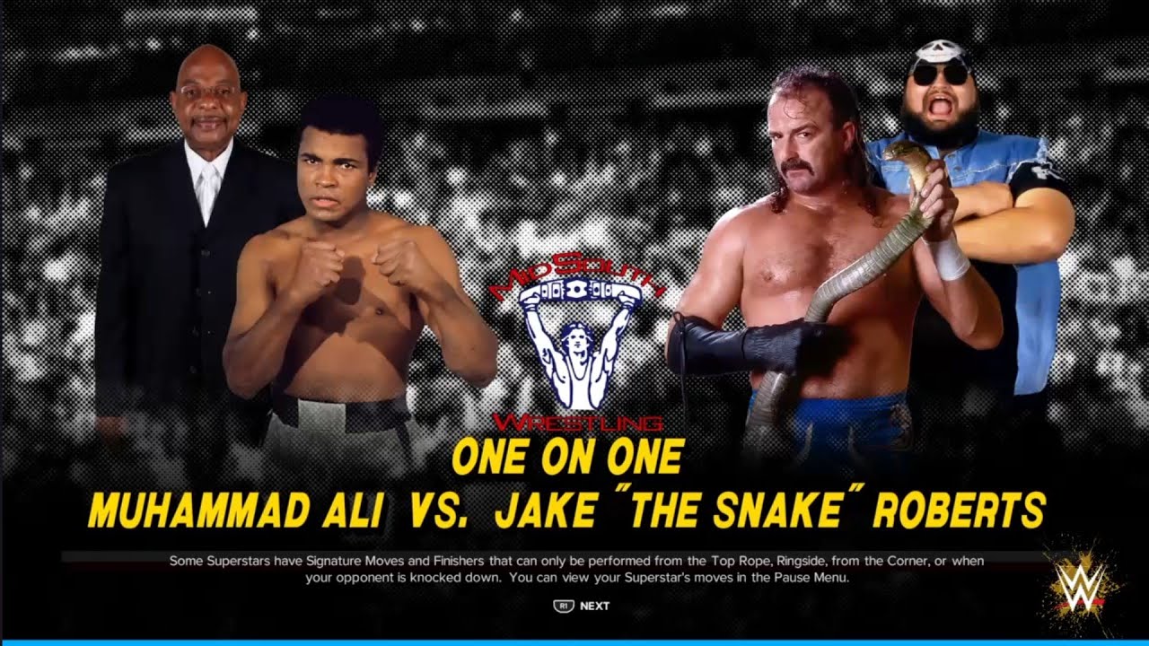 Muhammed Ali vs Jake 'The Snake' Roberts. CWA. WWE 2K24