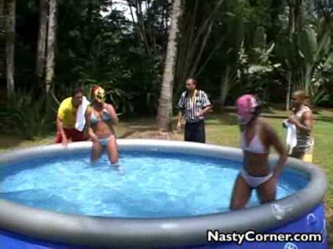 Brazilian girls in bikini and water wrestling