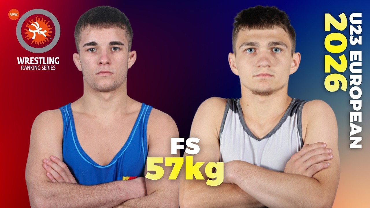 Ion BULGARU (MDA) vs. Artsiom PAULIUCHENKA (BLR). 2026 U23 European Championships. FS 57 Kg.