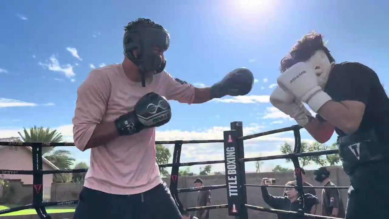 Two Mexican boxers, boxing sparring event 