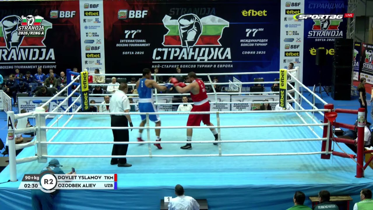 Ozodbek Aliyev (UZB) vs. Dovlet Yslamov (TKM) Strandja Tournament 2026 (90+kg)