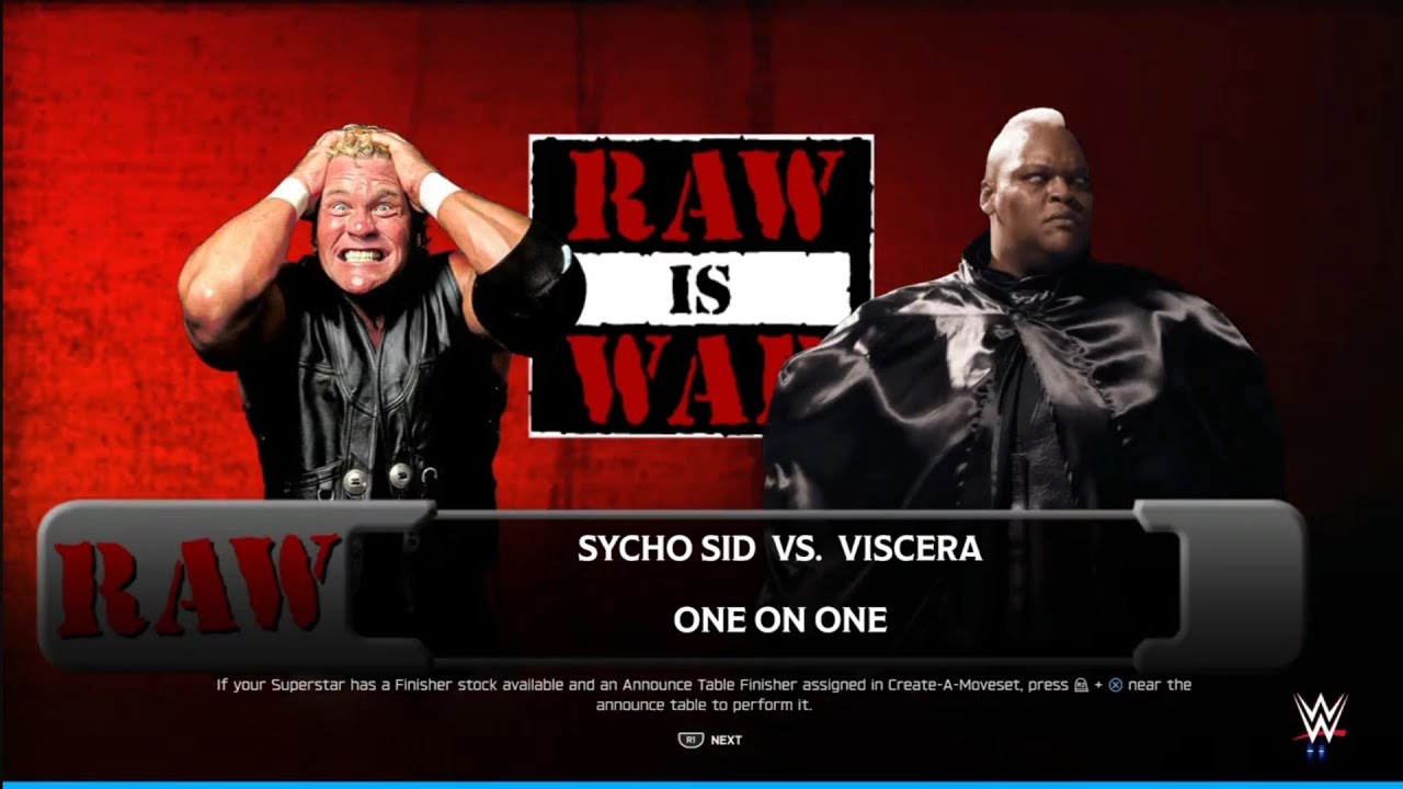 Sycho Sid vs Viscera. Raw is war. WWE 2K25