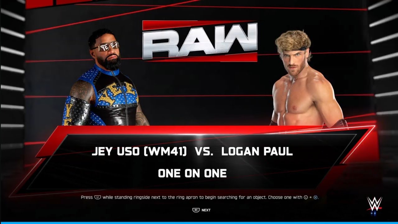 Jey Uso vs Logan Paul. Raw. WWE 2K25