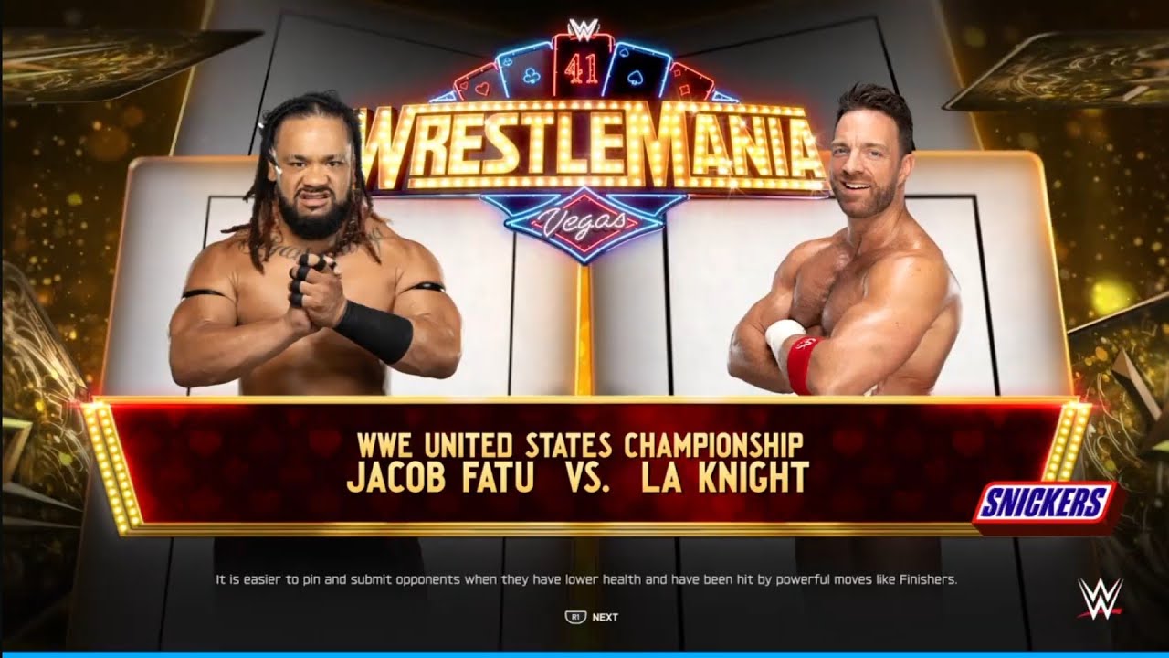 Jacob Fatu vs LA Knight. WrestleMania 41. WWE 2K25