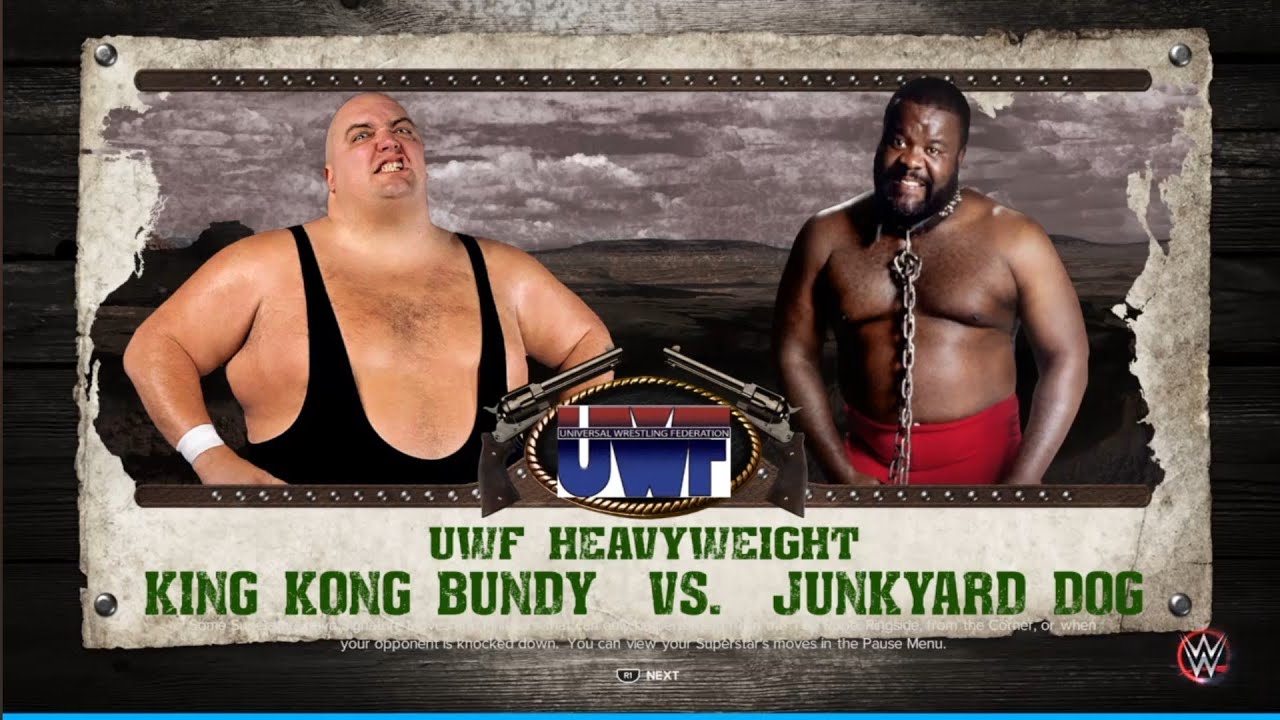 King Kong Bundy vs Junkyard Dog.  UWF.  WWE 2K23