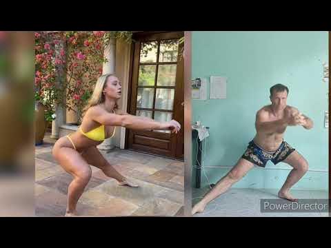 Doing butt leg workout with a hot Blondie in bikini