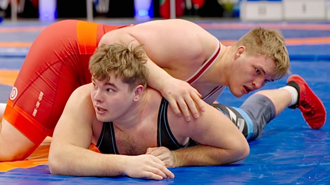 Leonhard Junger (AUT) vs Eerik Pank (EST) 130kg. Greco-roman men wrestling tournament.