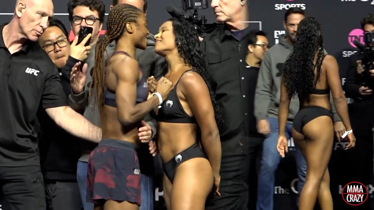 UFC London: Shanelle Dyer vs Ravena Oliveira Weigh In face off