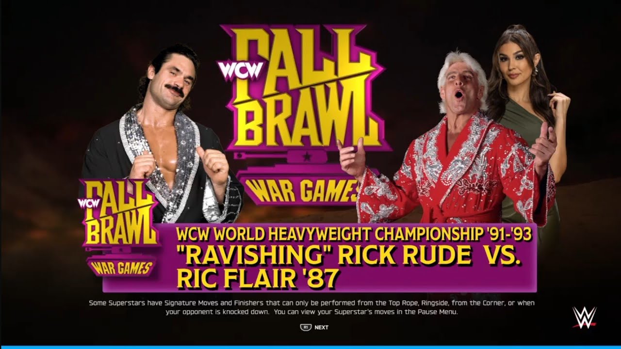 Rick Rude vs Ric Flair. WCW Fall Brawl 93. WWE 2K25