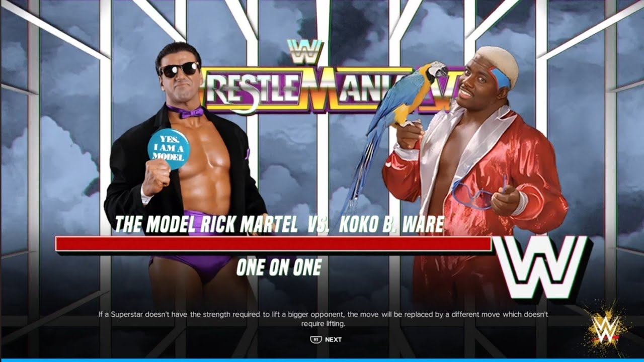 The Model Rick Martel vs Koko B Ware. WrestleMania 6. WWE 2K24