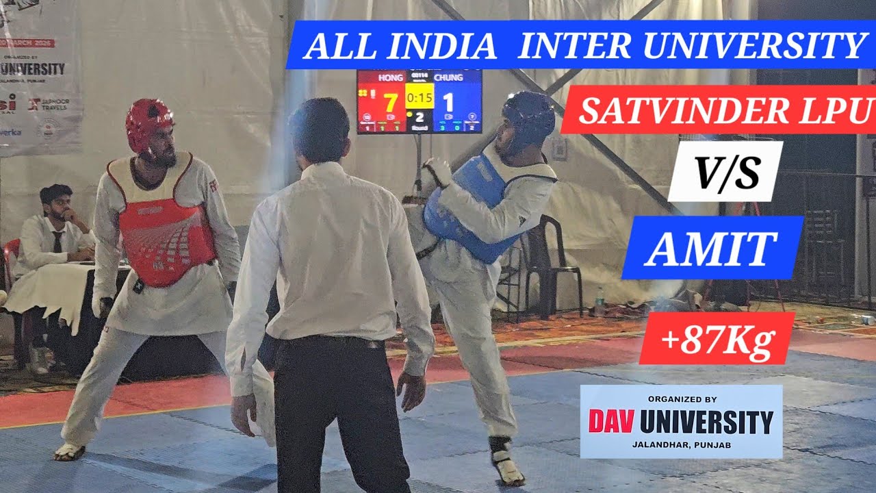 Satvinder vs Amit 🔥 AIU Taekwondo Fight | +87kg Inter University Match #taekwondo 