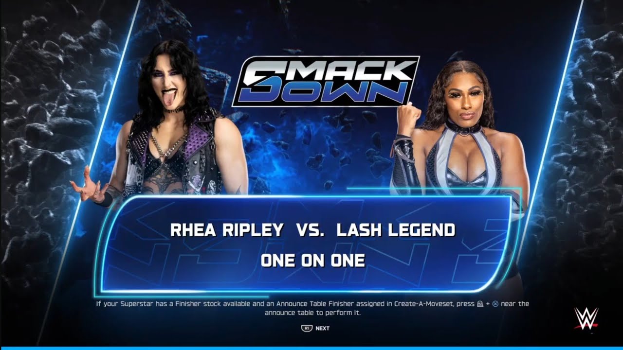 Rhea Ripley vs Lash Legend. Smackdown. WWE 2K25